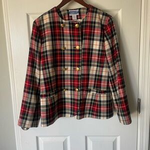 Vintage Pendleton Women's Tartan Blazer - Red, Blue, and Cream